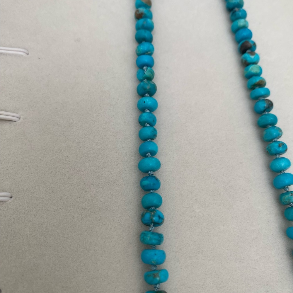 Turquoise Bead Necklace with Silk Thread Hand Knotted - Picture 4 of 8